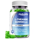 L-Theanine Gummies, l'theanine 400 mg with Ashwagandha, GABA, 5HTP,L-Theanine Chewable Supplement for Relax, Zzz & Focus Support, Vegan, Lemon Flavor, 60 Counts