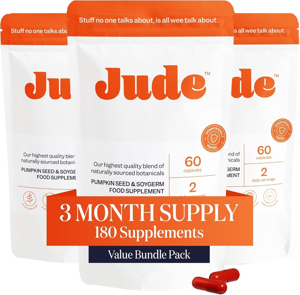 Jude Bladder Control Tablets, Daily Supplement, Reduce Leaks, Relieve Need-to-Go Urgency, Improve Sleep, Overactive Bladder Tablets, 180 Capsules