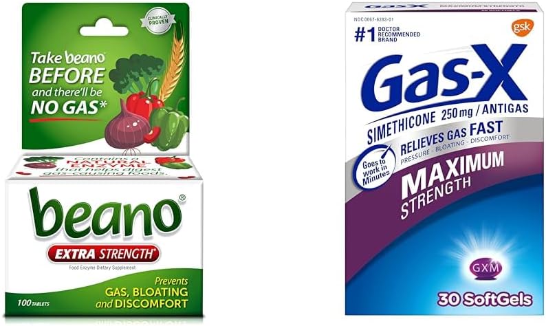 Beano Ultra 800 Count and Gas-X Μέγιστη δύναμη 250mg Simethicone 30 Count Gas Relief