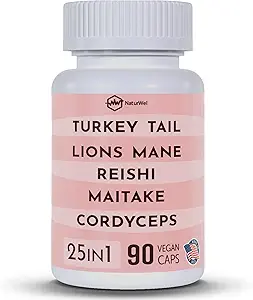 Türkiye Tail 3000 mg Lions Mane 3000 mg Reishi 1500 mg Mushroom Mix with Chaga Maitake Cordyceps Shiitake Field | Mushroom Mix | Focus Pills - 90 Count (90 Count Pack of 1)