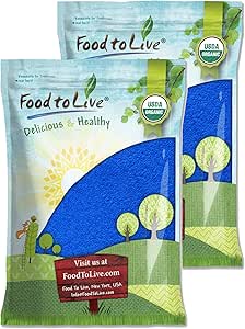 Yiyecek to Live Organic Blue Spirulina Toz, 16 Pounds – Non-GMO, Pure Raw Blue-Green Algae Extract, Vegan, Non-Irradiated, Great for Juices, Smoothies, Shakes, Drinks, and Food Coloring