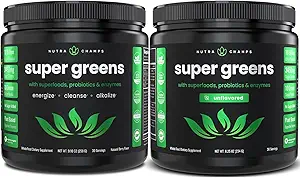NutraChamps Super Greens Berry & Super Greens Άγευστο πακέτο - 2 Μήνες προσφοράς
