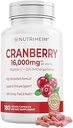 Cranberry Extract Pills% 25 Proanthocyanidins with Vitamin C - Urinary Tract, Skin, Immune Support - 180 Veggie Capsules - Non-GMO, Gluten-Free, Vegan Friendly Friendly Friendly