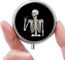 Mini Pill Box, Small Pill Box, Portable Pill Box, Cute Pill Organizer for Vitamins, Drugs, Fish Oil and Supplements (Skull)