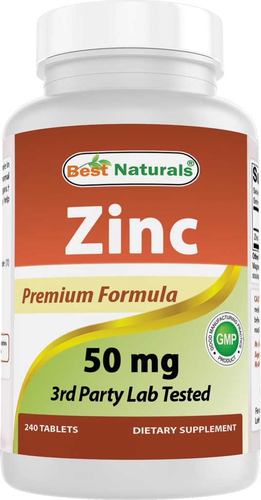 Best Naturals συμπλήρωμα ψευδάργυρου ως γλυκονικό ψευδάργυρο 50mg 240 δισκία - ανοσοποιητική υποστήριξη