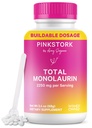 Pink Stork Monolaurin Pellets – Vegan Lauric Acid Immune & Gut Υποστήριξη για τις γυναίκες – Microbial Balance, Digestive Wellness – Odorless, Scoopable Monolaurin Supplement – 226g – 75 Services