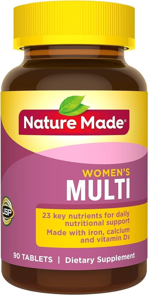 Nature Made Women's Multivitamin Tablets, 90 Count for Daily Nutritional Support† (Packaging May Vary)