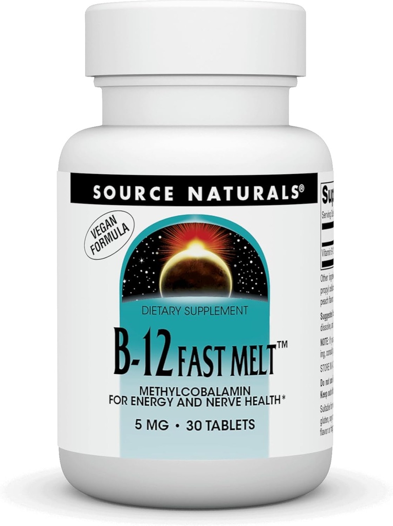 Source Naturals Vitamin B-12, Supports Energy Production * 5 mg - 30 Hızlı Melt Vegan