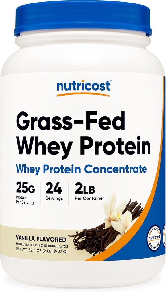 Nutricost Grass-Fed Whey Protein Yoğunluğu (Vanilla) 2LBS - Undenatured, Non-GMO, Gluten Free