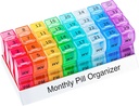 Aylık Pill Organizer 2 Times bir gün, bir Ay Pill Box AM PM, 30 Günlük Pill Case Small Karşılaştırmalar Vitamin ve Seyahat Hekimliği Organizer, 31 Gün Pill Organizer, 4 Hafta Pill Cases