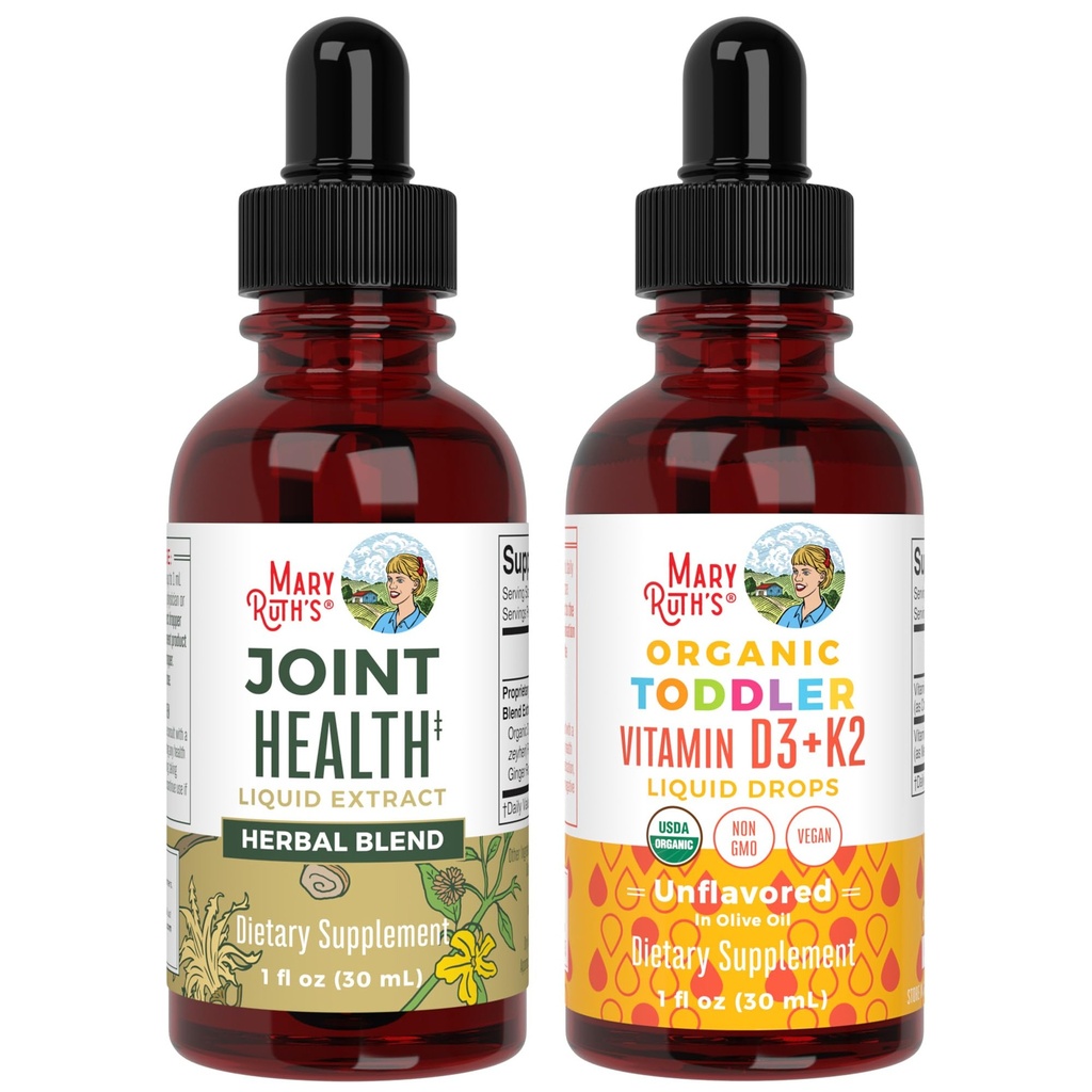 MaryRuth Organics Ortak Sağlık Sıvı ve Vitamin D3+K2 Toddler için Merdivenler | USDA Organik & Clean Label Project  Valid® | Macaubalık, Ortaklar ve Bone Support | Vegan, Non-GMO, Gluten Free