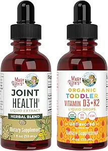 MaryRuth Organics Ortak Sağlık Sıvı ve Vitamin D3+K2 Toddler için Merdivenler | USDA Organik & Clean Label Project  Valid® | Macaubalık, Ortaklar ve Bone Support | Vegan, Non-GMO, Gluten Free
