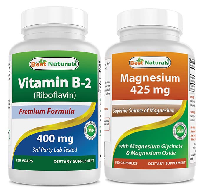 En İyi Doğal Vitamin B2 (Riboflavin) 400 mg & Magnezyum Glycinate 425 mg