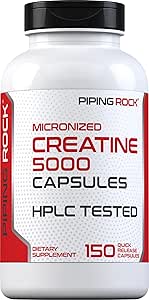 Piping Rock Tinatine Monohidrat Capsules | 5000 mg | 150 Pills | Erkekler ve Kadınlar için Mikronize Tamam | Gluten Free