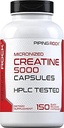 Piping Rock Tinatine Monohidrat Capsules | 5000 mg | 150 Pills | Erkekler ve Kadınlar için Mikronize Tamam | Gluten Free