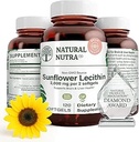 Doğal Nutra Sunflower Lecithin 2000 mg Supplement, Destekler Ölmüş Süt Kanalları Yardımı, Liver & Brain Health ATM, Soy Free, Non-GMO, Gluten-Free, 120 Softge
