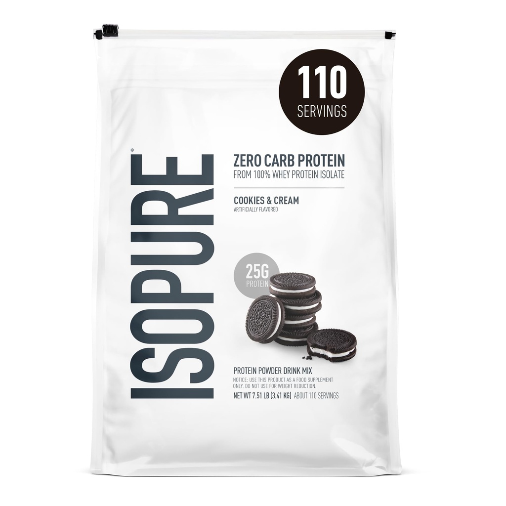 Isopure Zero Carb 100% Pure Whey Isolate protein Toz, Lactose Free, Gluten Free, Vitaminler, Kurabiyeler ve Krem, 25g Protein Yüzde 7.5 Lbs, 110 Hizmet (Pazarlama May Vary)