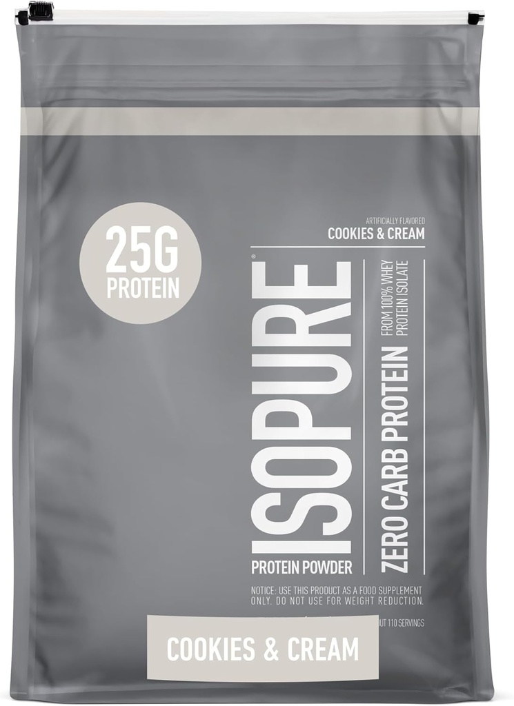 Isopure Zero Carb 100% Pure Whey Isolate protein Toz, Lactose Free, Gluten Free, Vitaminler, Kurabiyeler ve Krem, 25g Protein Yüzde 7.5 Lbs, 110 Hizmet (Pazarlama May Vary)