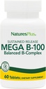 NaturesPlus Mega B-100 Kompleksi - 60 Sustained Release Tabletleri - Dengeli B Kompleksi - Enerji Desteği - Vejetaryen, Gluten Free - 60 Hizmetler
