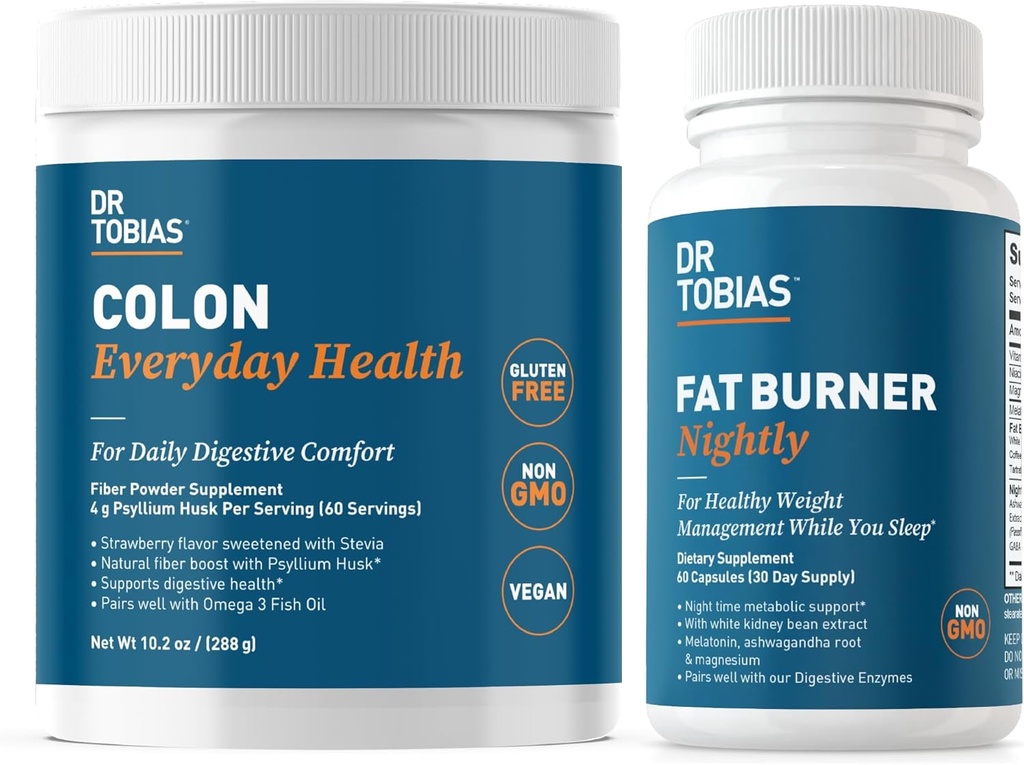 Dr. Tobias Colon Everyday Health and Fat Burner Nightly, Daily Digestive & Night Time Μεταβολική Υποστήριξη, Curb Cravings, Boost Energy & Gut Health, Non-GMO