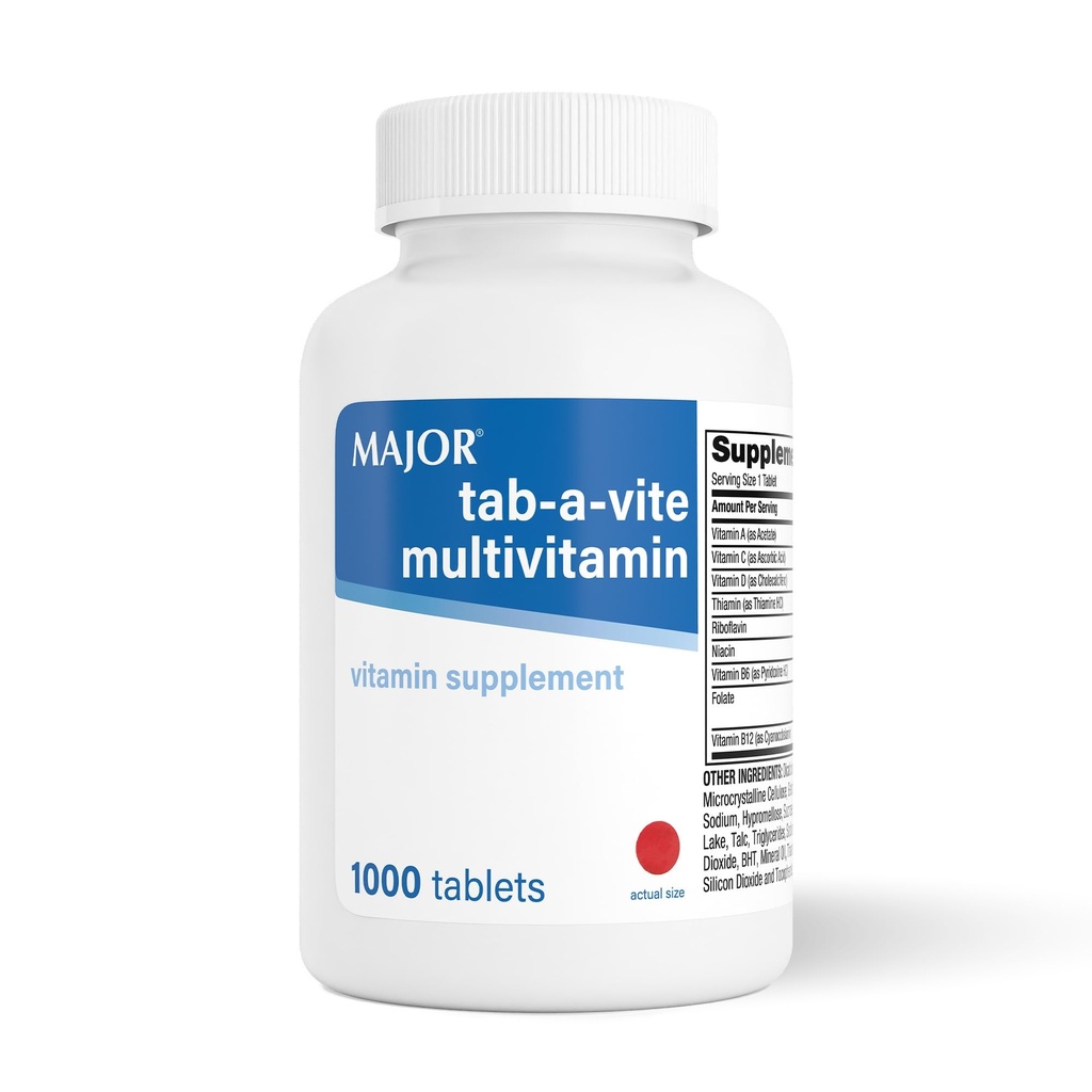 MAJOR Tab-A-Vite Multivitamin Tabletleri - Yetişkinler için Gluten-Free Multivitamin, Supports General Health, Multimineral Supplement, 1000 Count
