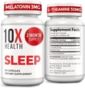 Yetişkinler için 10X Health Sleep Supplements - 60 Capsules - Melatonin 3 mg, L Theanine, Magnezyum Supplement, Magnezyum Oksit for Deep, Better Rest & Relaxation - 3-in-1 Natural Sleep Support