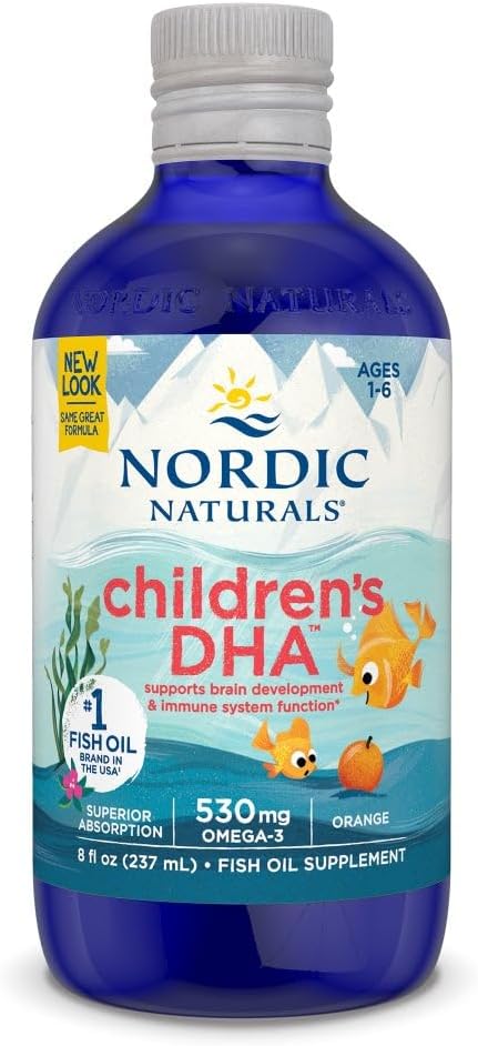 Nordic Naturals Children's DHA, Orange - 8 oz for Kids - 530 mg Omega-3 with EPA & DHA - Brain Development & Function - Non-GMO - 96 Servisler