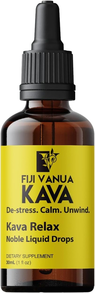 Fiji Vanua Kava RelaxTM, Pure Kava Kava Supplement, Soothing Properties, California Poppy, Hops, Skullcap & Passionflower, Liquid Drops to Calm and Unwind