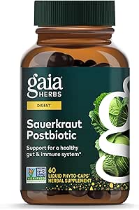 Gaia Herbs Sauerkraut Postbiyotik - Doğal Gut Health & Immune Support Supplement - Fermented Sauerkraut - Süt, Soy & Gluten - 60 Vegan Capsules (30 hizmet)