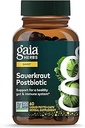 Gaia Herbs Sauerkraut Postbiotic - Natural Gut Health & Immune Support Supplement - Made with Fermented Sauerkraut - Free from Dairy, Soy & Gluten - 60 Vegan Caps (30 Servings)