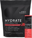 Spor Araştırmaları Hydrate Electrolytes Toz Paketleri - Sugar-Free & Natural Flavored with Vitamins, Minerals, and Coconut Water - Supports Hydration - 16 Packets - Cherry Pomegranate