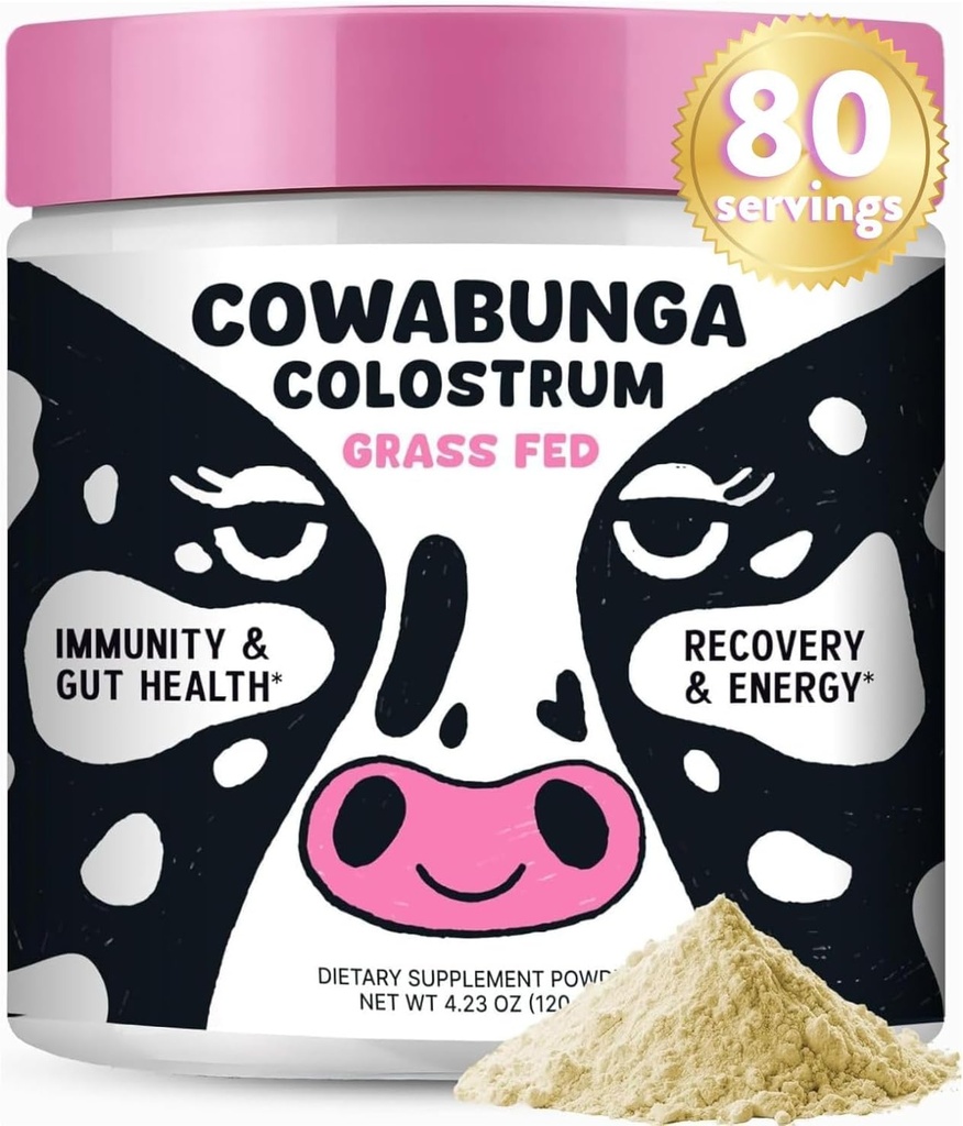 SonoHealth Cowabunga Colostrum - Premium, Pure & Unaltered Colostrum Toz Supplement - Immune Support, Gut Health, Muscle Recovery & Wellness - Kosher & Halal sertifikalı Calostro