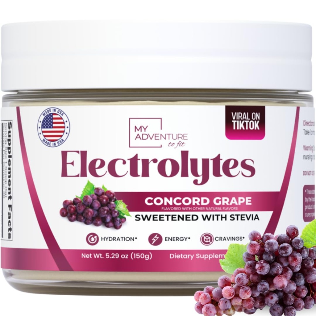 Zero Sugar - Concord Grape Electrolytes Toz - Çok İyi Hydration - Caffeine Free Energy with All Natural Materialss - Vegan, Keto & Paleo - Sugar Free Electrolytes Drink Mix - 30 Servisler