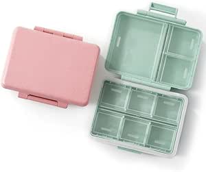 2 Pack 9 Διαμερίσματα Travel Pill Organizer Box Moisture Proof Μικρή θήκη χαπιών για Pocket Purse Daily Pill Holder Container για την ιατρική Vitami