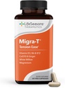 Life Seasons Migra-T with Relieve-R PM - Migraine Prevention & Relief Supplement - Supports Severe Headaches - Reduces Light Sound & Odor Hassasity - Firefew, White Willow, Magnezyum Ginger & CoQ10