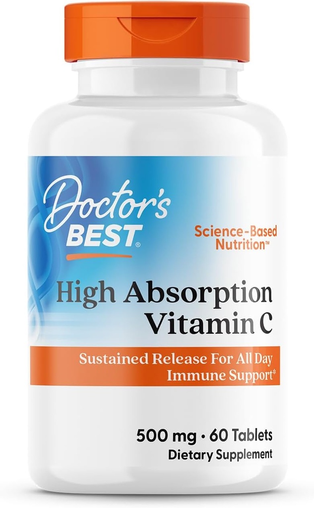 Doktorlar En İyi Yüksek Absor Vitamin C with Pure Way-C, Sustained release for All Day Immune Support, Non-GMO, Gluten Free, Soy Free, Vegan 60 Tabletler