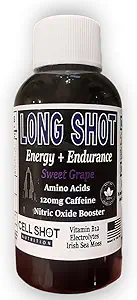 Γλυκό Σταφύλι Long Shot - 4 Pack - Nitric Oxide Booster, Caffeine, Nootropics, Electrolytes, Amino Acids - Φυσική αντοχή και βελτίωση της απόδοσης