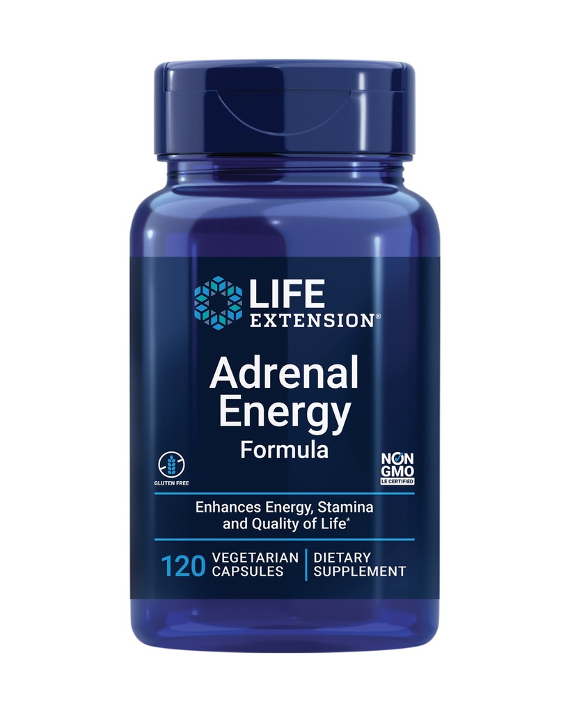 Life Extension Adrenal Energy Formula, Stresin Etkilerini, kutsal Basil, kordoniceps, bacopa ve ashwagandha, Gluten Free, Non-GMO, Vegetarian, 120 Capsules