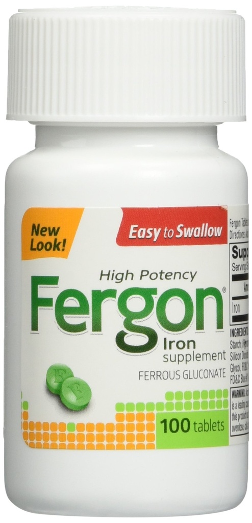 Fergon High Potency Iron Supplement Tabletleri, 100 Kont