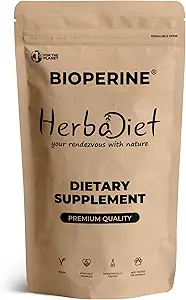 Herbadiet Bioperine Toz | Black Pepper Extract Toz Piperine 95 by HPLC | Bioavailability Advancedr, Boosts Nutrients Uptake | Gluten Free, Non-GMO Bulk Supplement (14 gram/ 0,5 oz)