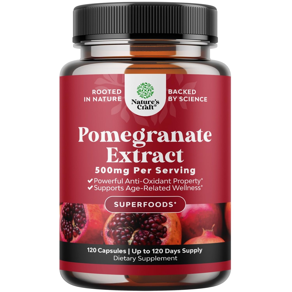 Gelişmiş Antioksi Superfood Pomegranate Supplement - Natural Pomegranate Extract Polyols Supplement for Heart Health and Joint Support - Reds Superfood Toz Capsules for Men and Women 120ct