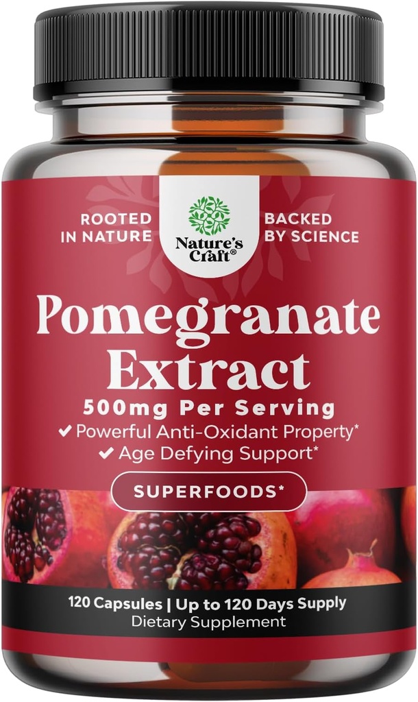 Gelişmiş Antioksi Superfood Pomegranate Supplement - Natural Pomegranate Extract Polyols Supplement for Heart Health and Joint Support - Reds Superfood Toz Capsules for Men and Women 120ct