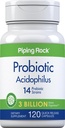Piping Rock Probiyotik Acidofilius Capsules for Women and Men | 3 Milyar Canlı Kültürler | 120 Pills | 14 Strains Supplement | Non-GMO, Gluten Free