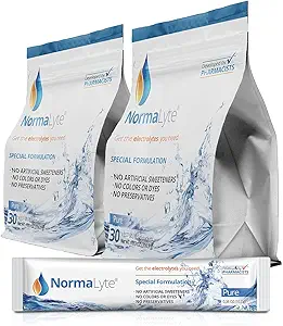 NormaLyte Oral Rehidrasyon Salts-2 Pouches - 60 Sticks (Yields 500mL per Pack)-Pure| Energy Supplements, P properties Supplement, Dehidr Recovery ve Hızlı Aborpsiyon