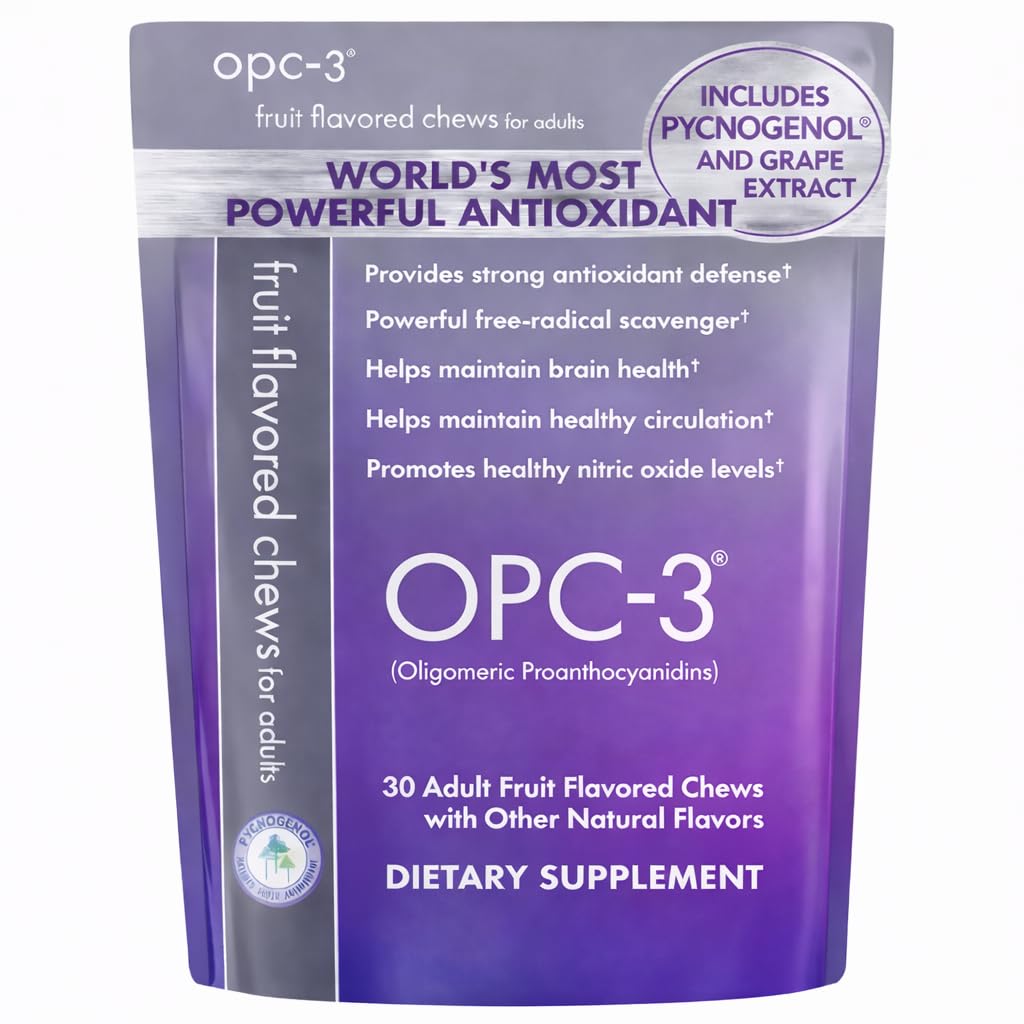 OPC-3 Isotonix Antioksi Chews | Circulation, Vision & Skin Support | Grape Tohum, Red Wine, Pine Bark (Pycnogenol®), Bilberry & Citrus Bioflavono