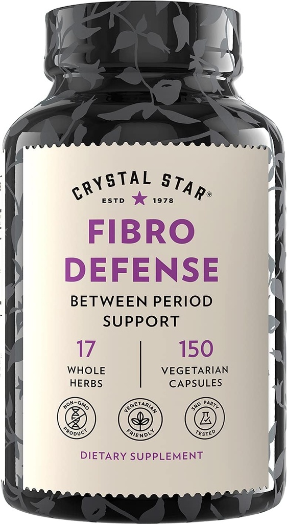 Crystal Star Fibro Defense, 150 Κάψουλες - Breast & Uterine Health Ανάμεσα σε περιόδους - Φυσικό συμπλήρωμα βοτάνων Caps για γυναίκες - χορτοφάγους, μη ΓΤΟ