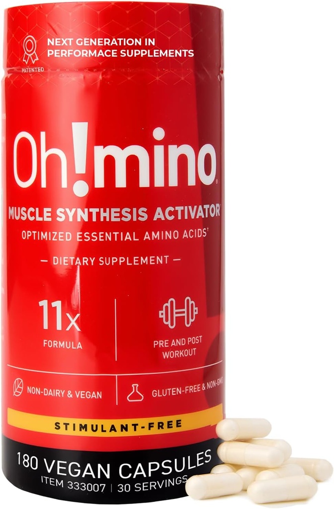 Oh!mino Essential replicas Supplement. Stimulant-Free Capsules. Tüm 9 EAAs, BCAAs ve İşouts için Mükemmel Amino Enerji ve Kas inşa etmek ve Daha Hızlı Yeniden Keşfetmek.