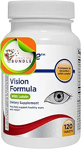 Equate Vision Formula with Lutein - Advanced Eye Health Dietary Supplement, 120 Tablets - Υποστηρίζει Vision Clarity, Antioxidant Protection, and Eye Wellness + Create Sticker