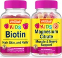 WellEvet Biotin Kids + Magnezyum Citrate Kids, Gummies Sche - Great Tasting, Vitamin Supplement, Gluten Free, GMO Free, Chewable Gummy