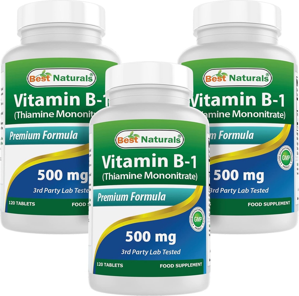 Best Naturals Βιταμίνη Β1 ως Thiamine Mononitrate 500 mg 120 δισκία (120 Count (Pack of 3))
